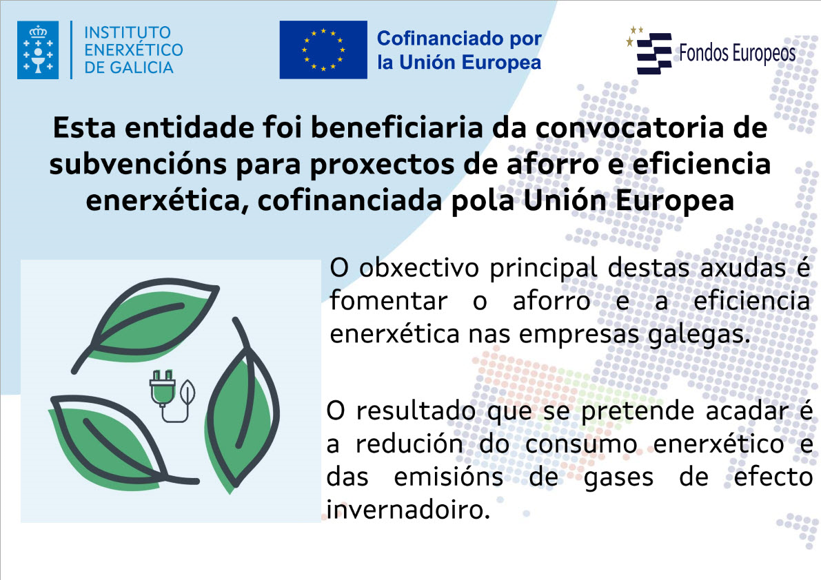 Cartel de la actuación subvencionada por INEGA para mejorar la iluminación natural del taller de calderería de ESANOR